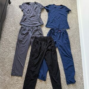 Dickies Women's Scrub Set in Gray, Black, and Blue